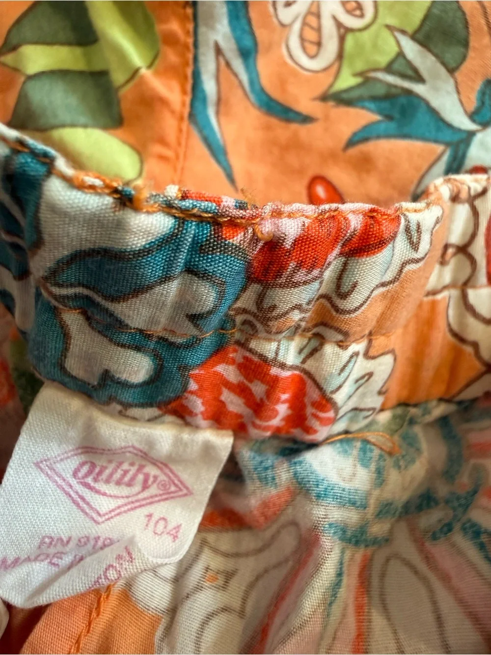 Girls Vintage Oilily Floral Orange Cotton Ruffle Hem Pants size 4 | boho vintage - Picture 5 of 5